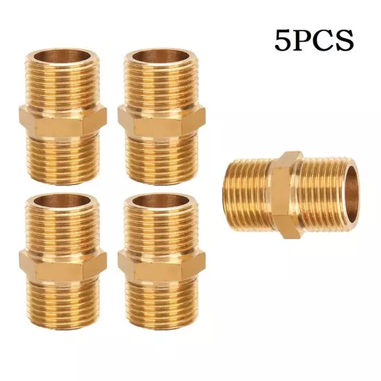 5* -Air Line Hose Compressor Connector 1/4 Male To Male Brass Pipe Adapter