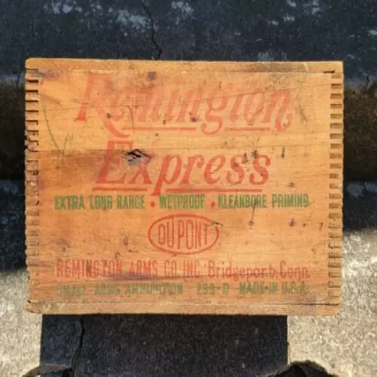 Vintage Remington Express 20 Gauge Dupont Wooden Crate Box Case