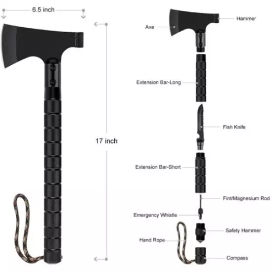 Tactical Tomahawk Backpack Camping Axe Hatchet Kit Outdoor Hiking Survival Tool