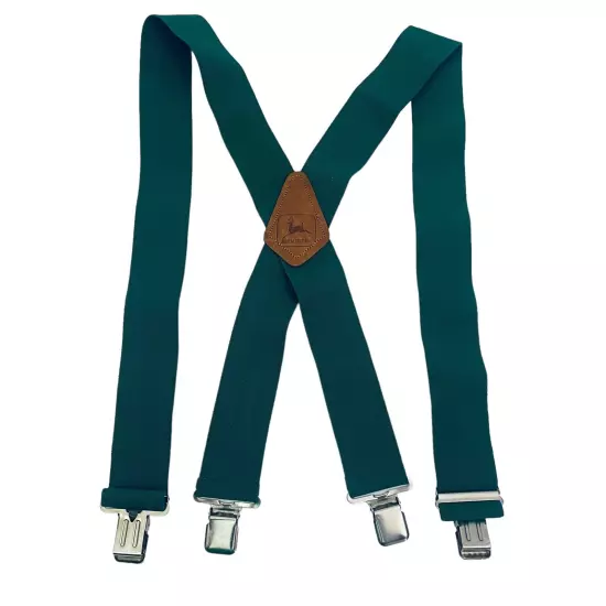 Vintage John Deere Suspenders Green Adjustable Elastic Logo - NICE!