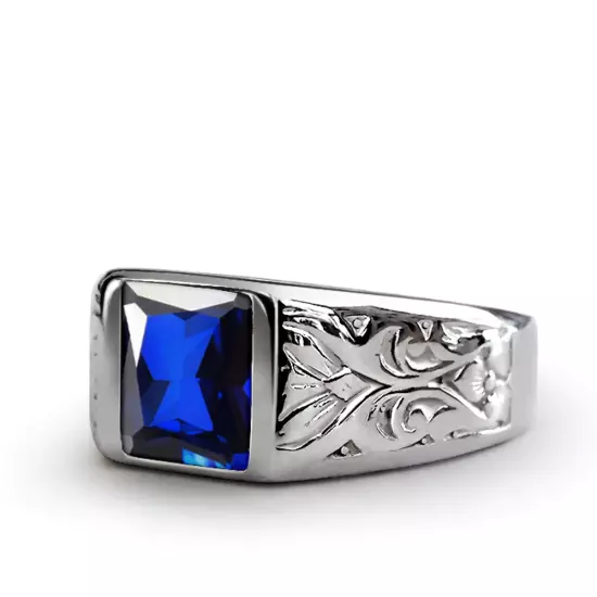 Men's Ring with Gemstone in 925k SOLID Sterling Silver