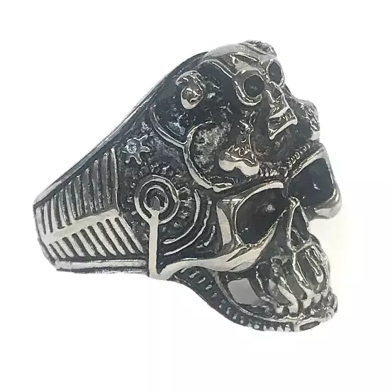 Stainless Steel Men’s Biker Style Ring Skull & Crossbones Size 14 - 21+ Grams