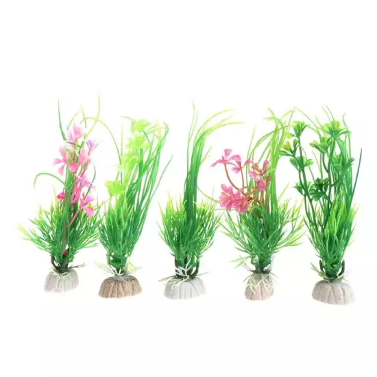 Aquarium Plant Artificial Grass Water Plant with Base 5 Inch Tall