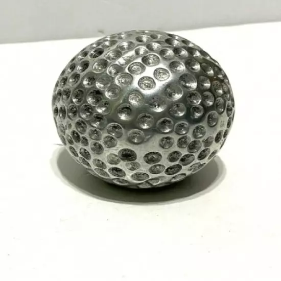 Huge Vintage Golf Ball Paperweight Mexican Pewter Mid Century Desk Aluminum Gift