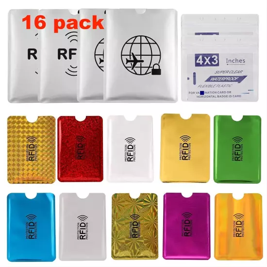 16 RFID Blocking Sleeves Envelopes(10 Credit Card Holders&4 Passport Protectors)