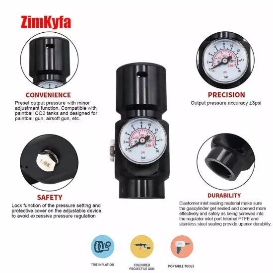 CO2 HPA Mini SFR Regulator 0.825"-14NGO INPUT 1500 PSI OUTPUT 0-130 PSI Air Tool