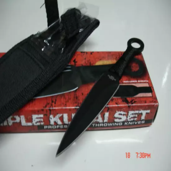 Bud K Kunai Throwers Black Three Piece Knife Set