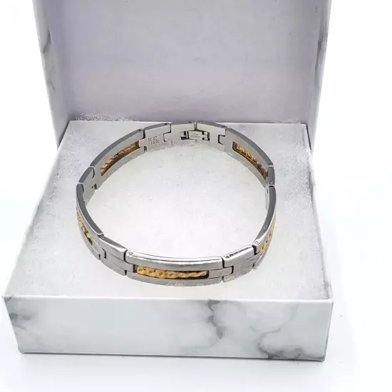 RCI Bracelet 18KT Stamped Gold Stainless Steel Mens Unisex Box Link 8.5 in