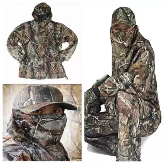 6639 New Bionic Camouflage Hunting Clothes Leaf Waterproof Jacket +Pants suit