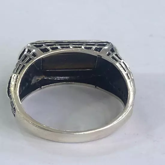 Tiger Ring Men Silver 925,Yemen,Aqeeq,,Rare,Royal,Luxuryخاتم عقيق يمني تايجر