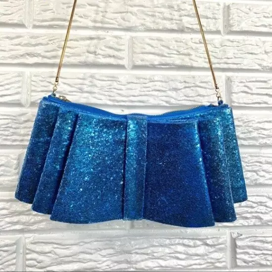 Ted Baker Blue Glitter Bow Purse Evening Bag