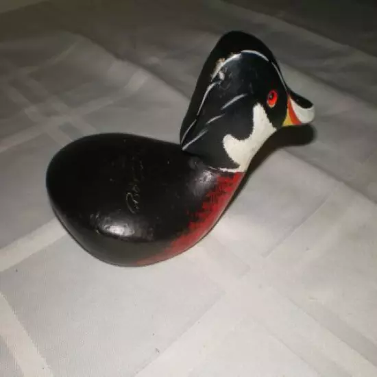 Vtg Bobby Jones Spalding Carved Wood Golf Club DUCK DECOY Paperweight Glass Eyes