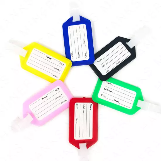 10-Pack Luggage Tags Travel Suitcase Bag Tag Name Address ID Plastic Labels