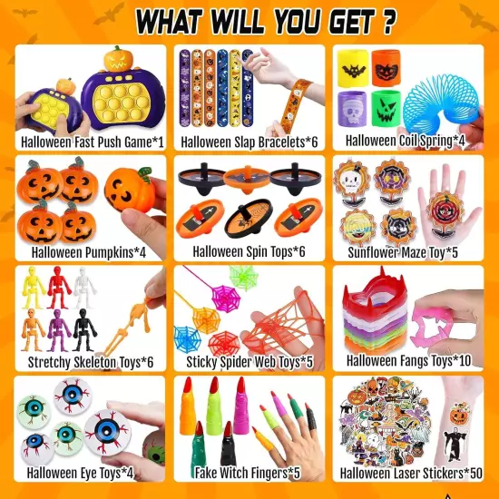 Exun 200PCS Halloween Party Favors, Bulk Toys for Treats,... 