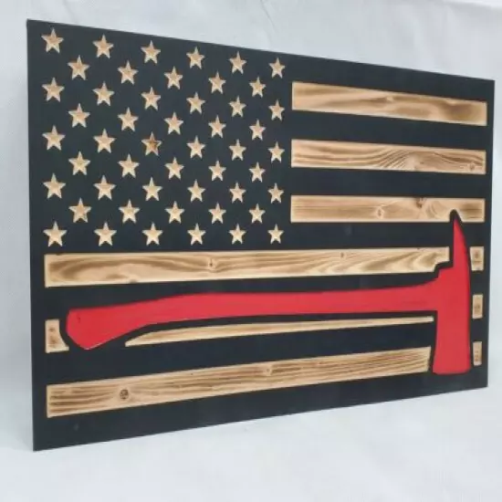 Hidden gun storage American Flag firefighter axe thin red line secret cabinet