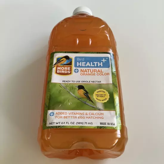 64FL OZ More Birds Health Plus Ready To Use Oriole Nectar Natural Orange