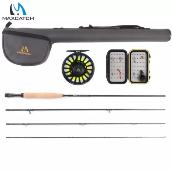 Maxcatch 5/6wt Fly Fishing Combo,9' 4-piece Rod and Avid Pre-spooled Reel Outfit