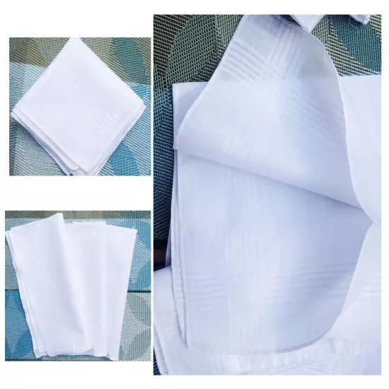 13~39PCS Cotton Men Handkerchiefs Solid Square Pocket Classic Hankies Bulk White