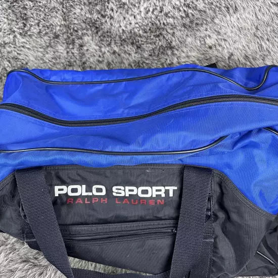 Polo Sport Ralph Lauren Gym Bag Shoulder Duffel Bag Blue Vintage Approx 19” Blue