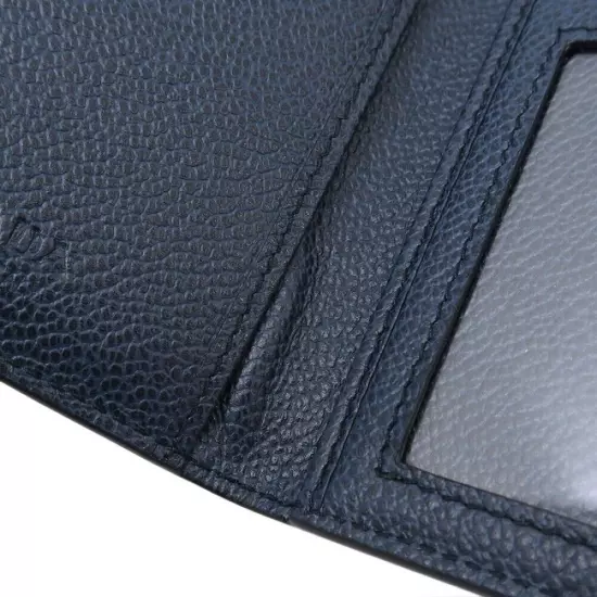 Prada Embossed Logo Leather Card Case Card Holder Navy Blue