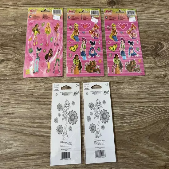 Rainbow Winx Club Bloom Stella Flora Musa Tecna Layla Set Of Stickers Puffy