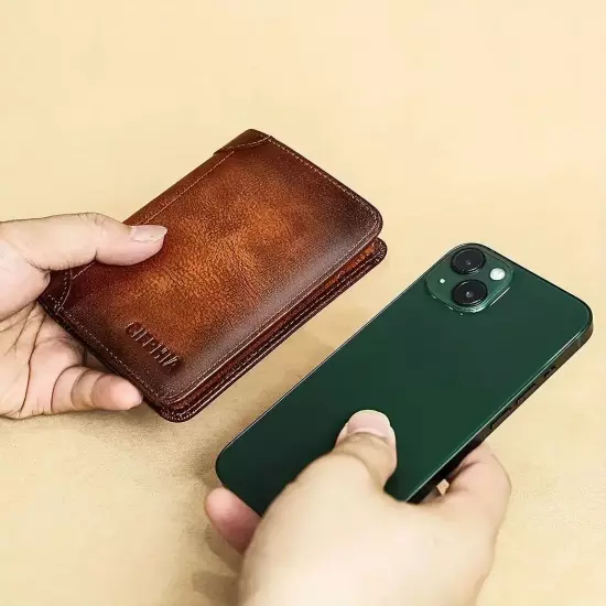 Genuine Leather Rfid Wallets for Men, Multi Function ID Card Holder