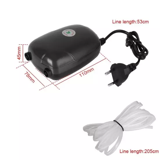 Air Pump Aquarium 60Gallon Pump Silent Waterproof Tank Pump Oxygen 2 Outlet 5W