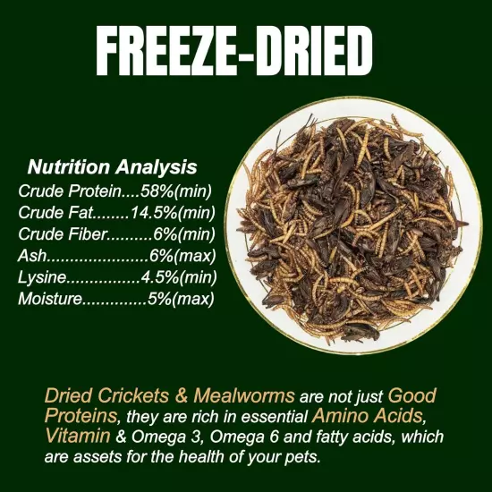 With Natural Dried Crickets (8Oz) All Natural 100% Non-Gmo, Food for Breaded Dra