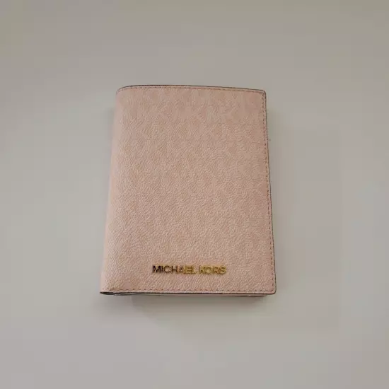 Michael Kors Jet Set Travel Passport ID Wallet MK Logo Light Powder Blush Holder