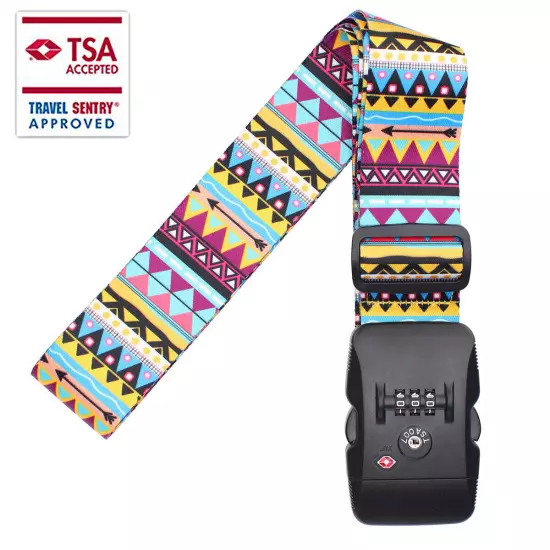 Superior Strength NON-SLIP Luggage Strap Travel Suitcase Belt with TSA Lock, US