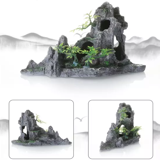 Aquarium Fish Tank Resin Ornament Decoration Cave Mountain Hiding Fish