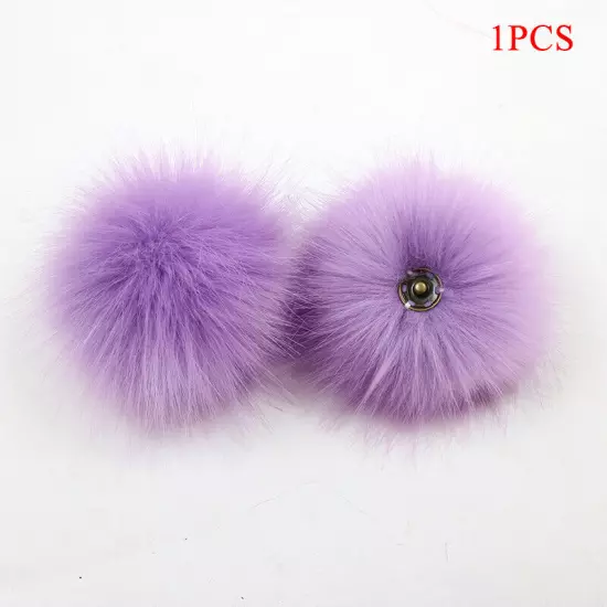 Fluffy Faux Fox Fur Pompom 8cm Pom Poms Ball with Dark Buckle DIY for Hat Bags"