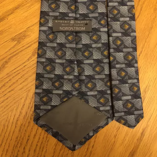 Robert Talbott Best Of Class Silk Tie, Blue Black & Yellow Geometric Design 