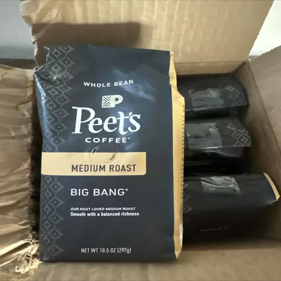 Pack Of 6 - Peet's Coffee Big Bang MEDIUM ROAST Ground, 10.5 oz BB 05/2024