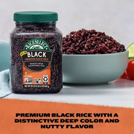 RiceSelect Premium Black Rice, Whole-Grain, Gluten-Free, Non-GMO, and Vegan Rice