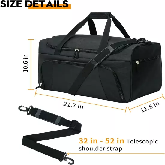 Mens Gym Bag 21 Inch Large Overnight Weekender Duffle Bag for Travel Sport-Black