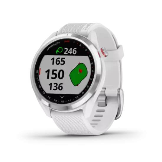 Garmin Approach S42 Premium Polished Silver with White Silicone GPS Golf Watch