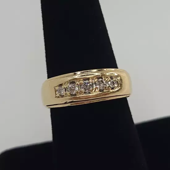 14K YELLOW GOLD DIAMOND BAND 7.4G SIZE 8 (TDW029054)