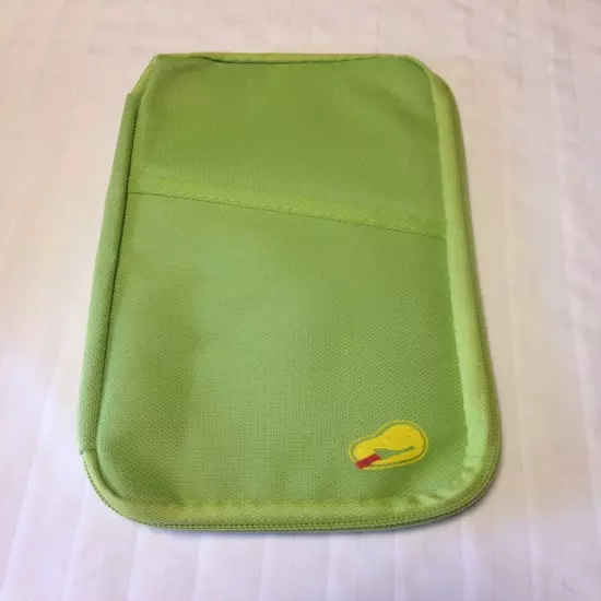 Passport And Travel Organizer Document Holder Green Zippered New Multipocket