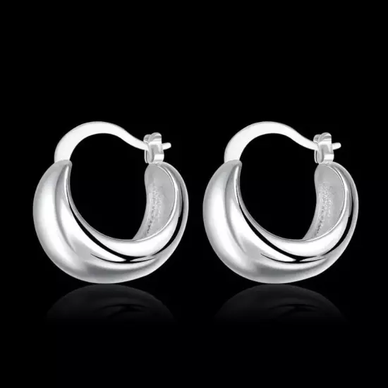 Stunning 925 Sterling Silver Filled Women's Polished Hoop Dangle Earrings women