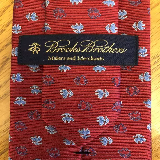 Brooks Brothers Silk Tie, Red & Blue Logo Design