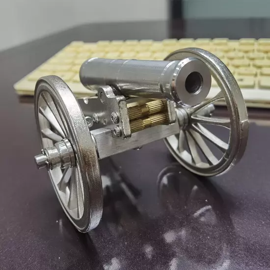 Handmade stainless steel mini cannon Military decoration model collect