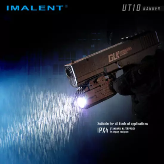 IMALENT UT10 Gun Tactical Flashlight Light F Picatinny Rail and Glock Guide Rail