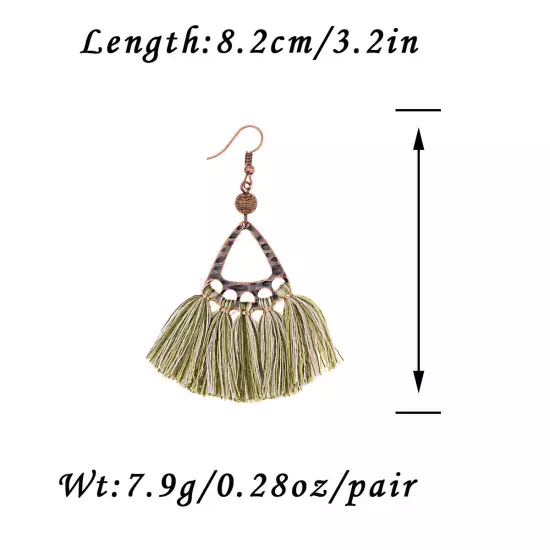 Fashion Women Bohemian Earrings Long Tassel Fringe Drop Dangle Ear Stud Jewelry