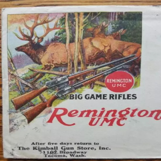 Remington UMC big game 1918 envelope brochure elk hunting cover