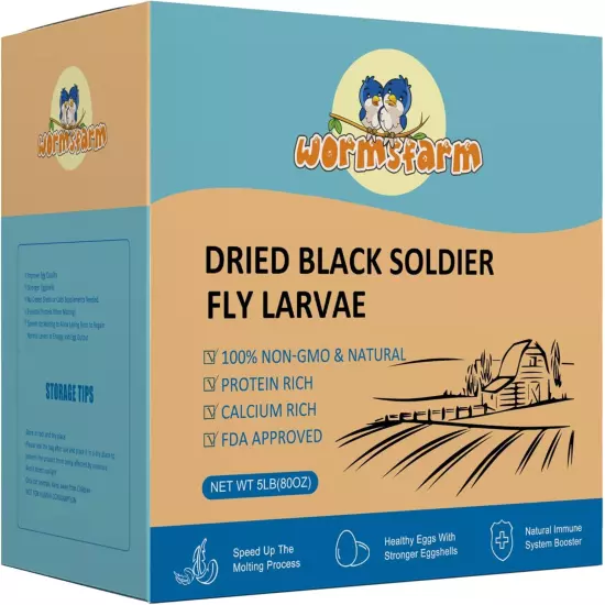 5LB Dried Black Soldier Fly Larvae Treat for Chicken More Calcium than Mealworms