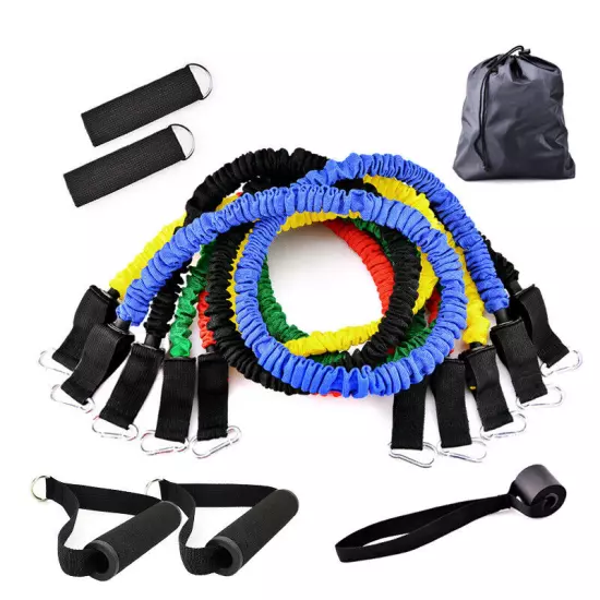 Resistance Bands 11 PCS Set Yoga Pilates Abs Exercise Fitness Tube 50% Discount