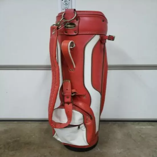 Vintage Wilson Faux Leather Golf Cart / Carry Bag Red and White 6 way. A210