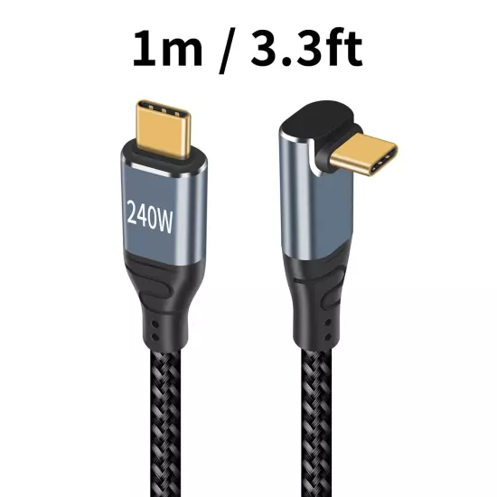 90 Degree Type C to Type C Cable 3.3FT/1M, 240W USB C Charging Cord, USB