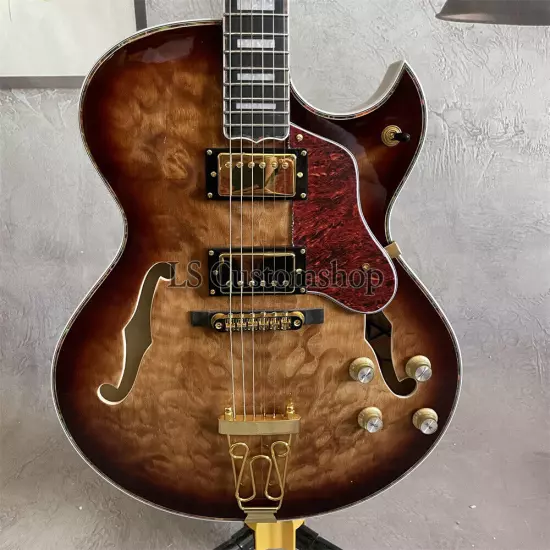 Custom Byrdland Electric Guitar Hollow Body Quilted Maple Top Smokehouse Burst